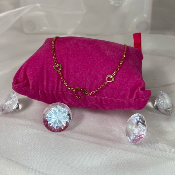 14K YELLOW GOLD heart anklet MADE IN ITALY REAL GOLD ❤️ - Picture 2 of 10